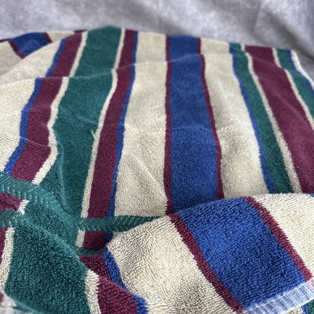 Canon Vintage Towel Set Wash Cloth Bath Green‎ Blue 90s 100% Cotton